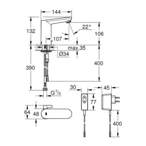 Смеситель для раковины бесконтактный Grohe Eurosmart Cosmopolitan 36325001