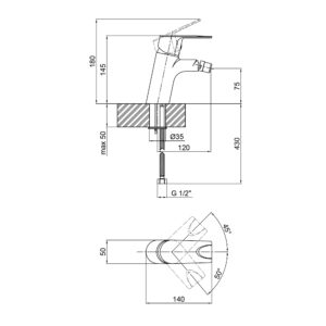 Смеситель для биде Qtap Jody CRM 001A