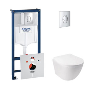 Набор инсталляция 4 в 1 Grohe Rapid SL 38721001 + унитаз с сиденьем Qtap Jay QT07335176W