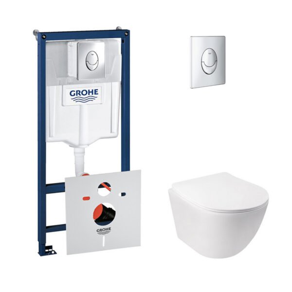 Набор инсталляция 4 в 1 Grohe Rapid SL 38721001 + унитаз с сиденьем Qtap Jay QT07335176W фото 