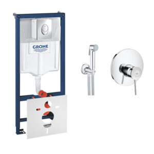 Комплект Grohe инсталляция Rapid SL 38721001 + набор для гигиенического душа со смесителем BauClassic 2904800S