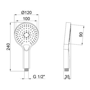Лейка для ручного душа Qtap Rucni A115O3KCW