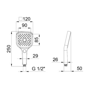 Лейка для ручного душа Qtap Rucni A120N3KCB