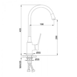 Смеситель для кухни черного цвета с гибким изливом Frap F4462