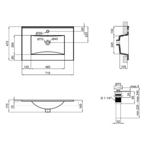 Раковина Qtap Albatross New 710x465x180 White с донным клапаном QT0111750670W