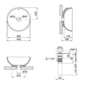 Раковина-чаша Qtap Robin 410х410х180 White с донным клапаном QT1311A004W