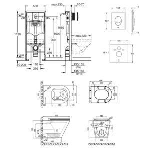 Набор инсталляция 4 в 1 Grohe Rapid SL 38722001 + унитаз с сиденьем Qtap Scorpio QT1433053ERW