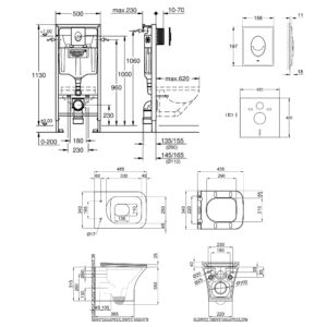 Набор инсталляция 4 в 1 Grohe Rapid SL 38722001 + унитаз с сиденьем Qtap Presto QT24332615EW