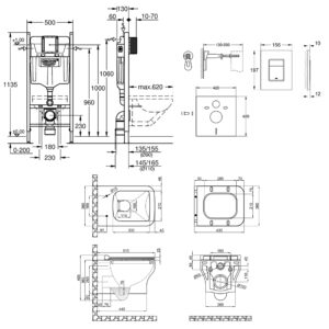 Набор инсталляция 4 в 1 Grohe Rapid SL 3884000G + унитаз с сиденьем Qtap Cardinal QT0433C660HW