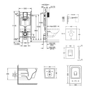Набор инсталляция 4 в 1 Grohe Rapid SL 3884000G + унитаз с сиденьем Qtap Crow QT05335170W