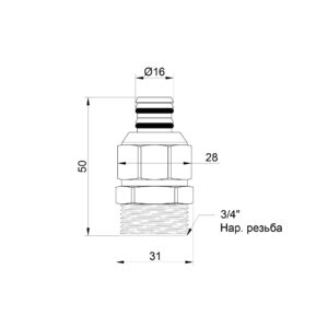 Переходник обжимной Icma 16х3/4″ НР №531