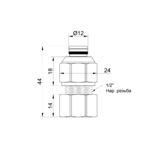 Переходник обжимной Icma 16х1/2″ ВР №532