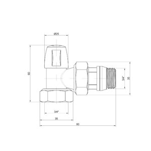 Кран радиаторный Icma 3/4″ с антипротечкой угловой без ручки №805+940
