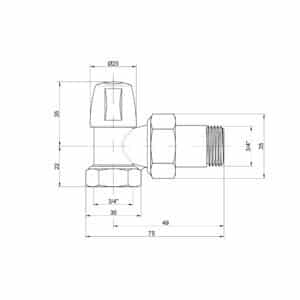 Нижний вентиль ICMA 805 3/4″ угловой