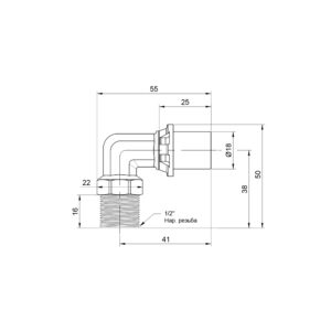 Уголокок пресс Icma 16х1/2″ НР №404