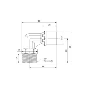 Уголок пресс Icma 20х3/4″ НР №404