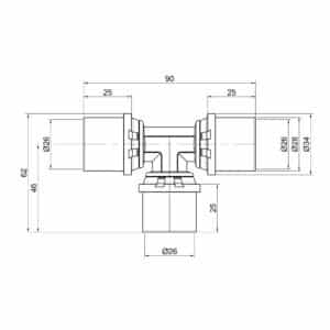 Тройник пресс Icma 26х26х26 №406