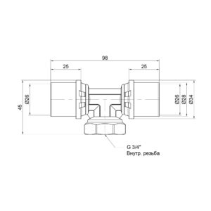 Тройник пресс Icma 26х3/4″х26 ВР №408