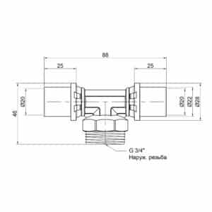Тройник пресс Icma 20х3/4″х20 НР №407