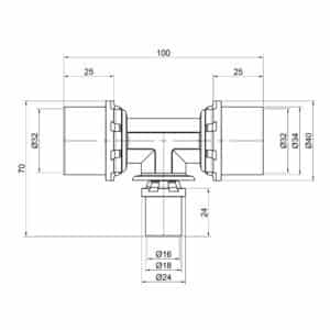 Тройник пресс Icma 32х16х32 №406