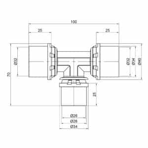 Тройник пресс Icma 32х26х32 №406