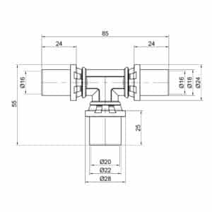 Тройник пресс Icma 16х20х16 №406