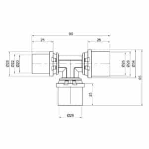 Тройник пресс Icma 26х26х20 №406