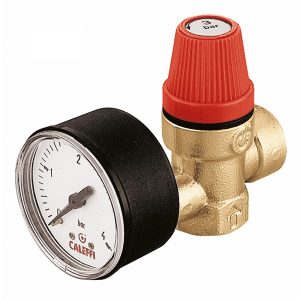 Предохранительный клапан CALEFFI 3134 1/2″ x 2.5 бар с манометром