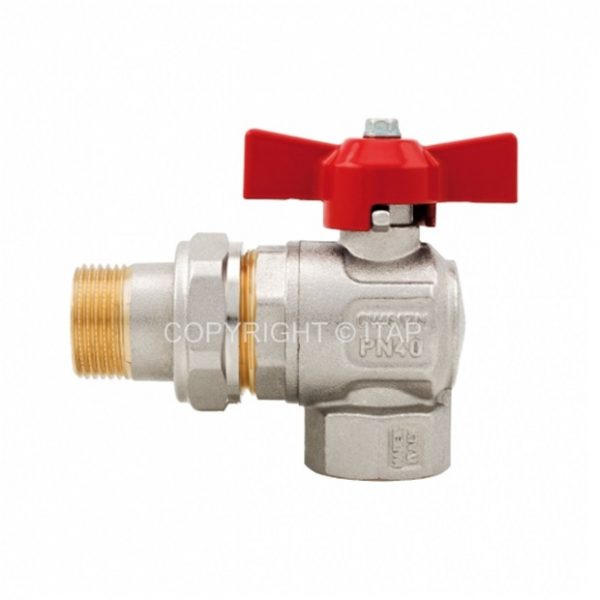 298 IDEAL кран кульовий кутовий, повнопрохідний, зі згоном, ручка-метелик, 3/4″ (DN 20), ЗР-ВР фото 